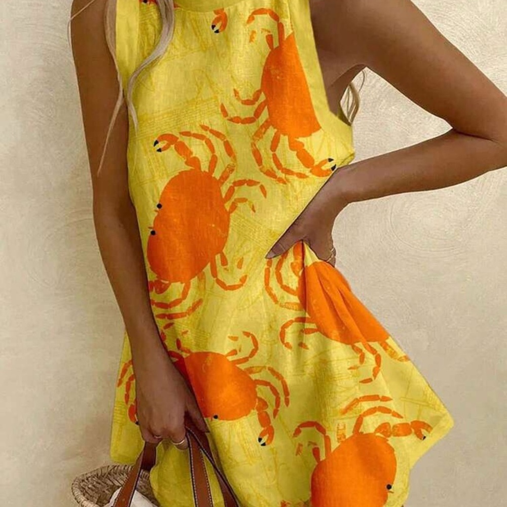 SHEIN Orange Crab Print Mini Dress